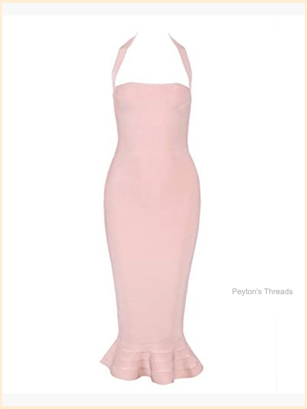 Women's Halter Fishtail Mermaid Bodycon Cocktail Bandage Dress - Picture 3 of 5